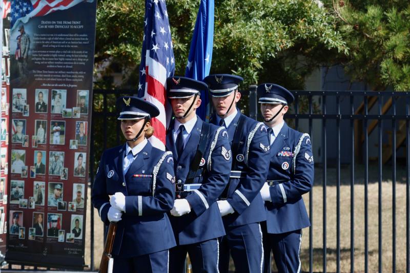 The Dover Air Force Base color guard conducts the posting of the colors during the opening ceremony Oct. 17.